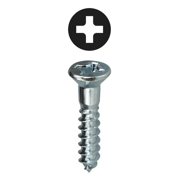 Dottie Wood Screw, #12, 2-1/2 in, Zinc Plated Carbon Steel Flat